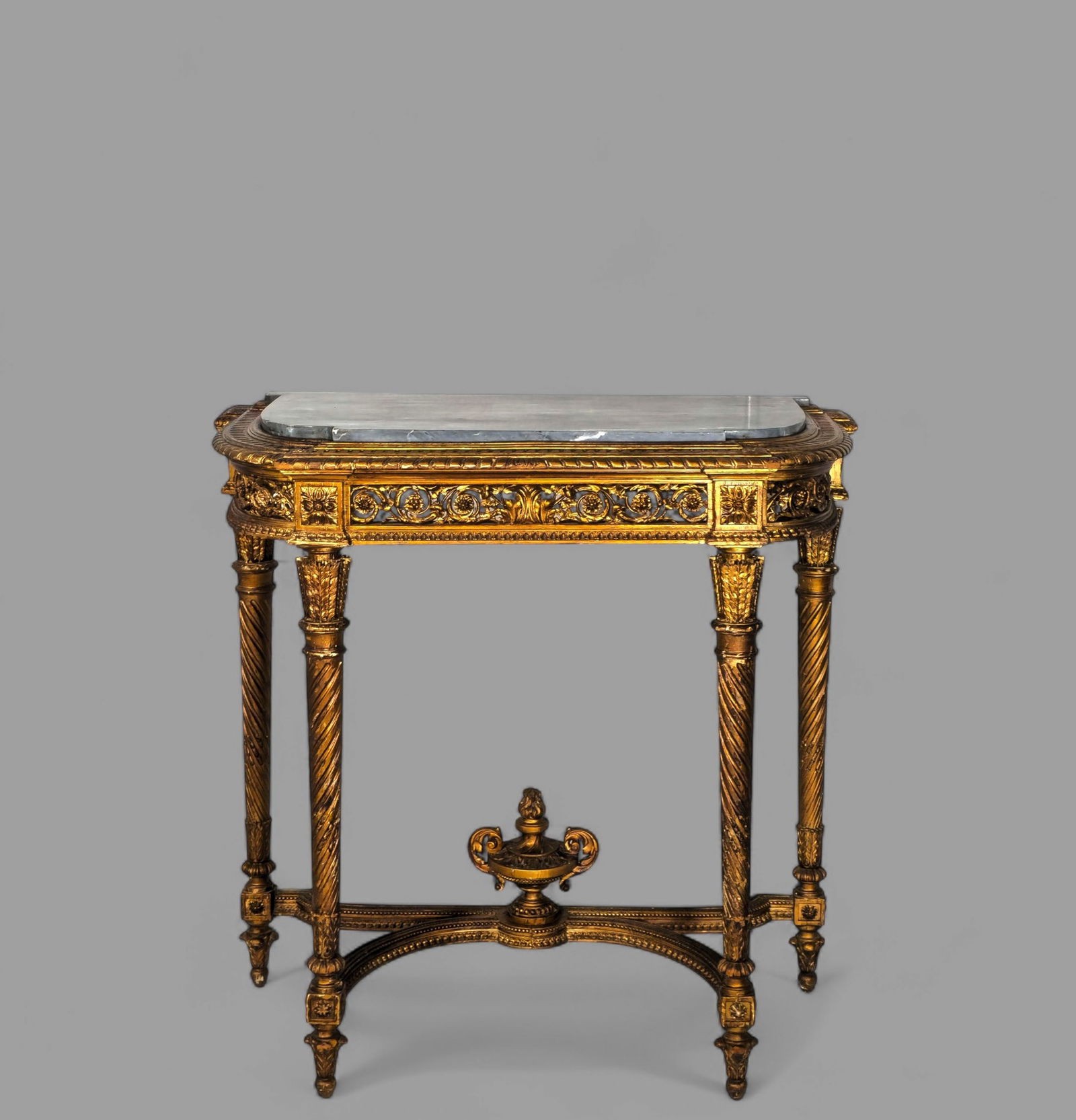 19th Century French Louis XV Style Marble Top Gilt Console Table (1 of 11)