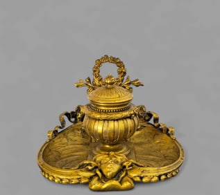 19th Century Gilt Bronze Inkwell