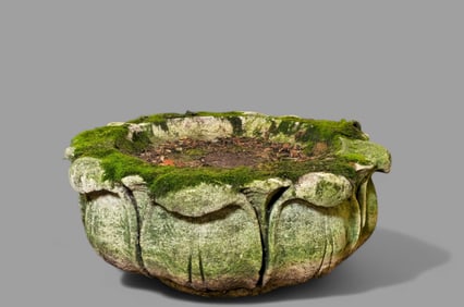 19th Century Lotus Form Stone Basin