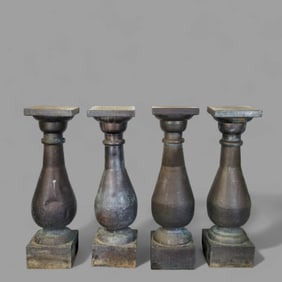 Copper Tone Metal Bulbous Columns
