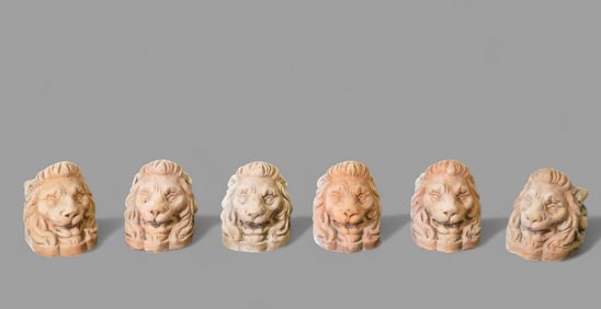 Italian Tuscany Terracotta Mital Lion Head Planter Feet