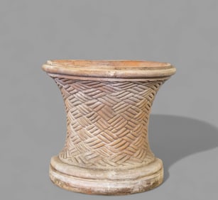 Terracotta Woven Demi Lune Planter