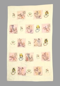 Antique Crosstiched Scenic Coverlet