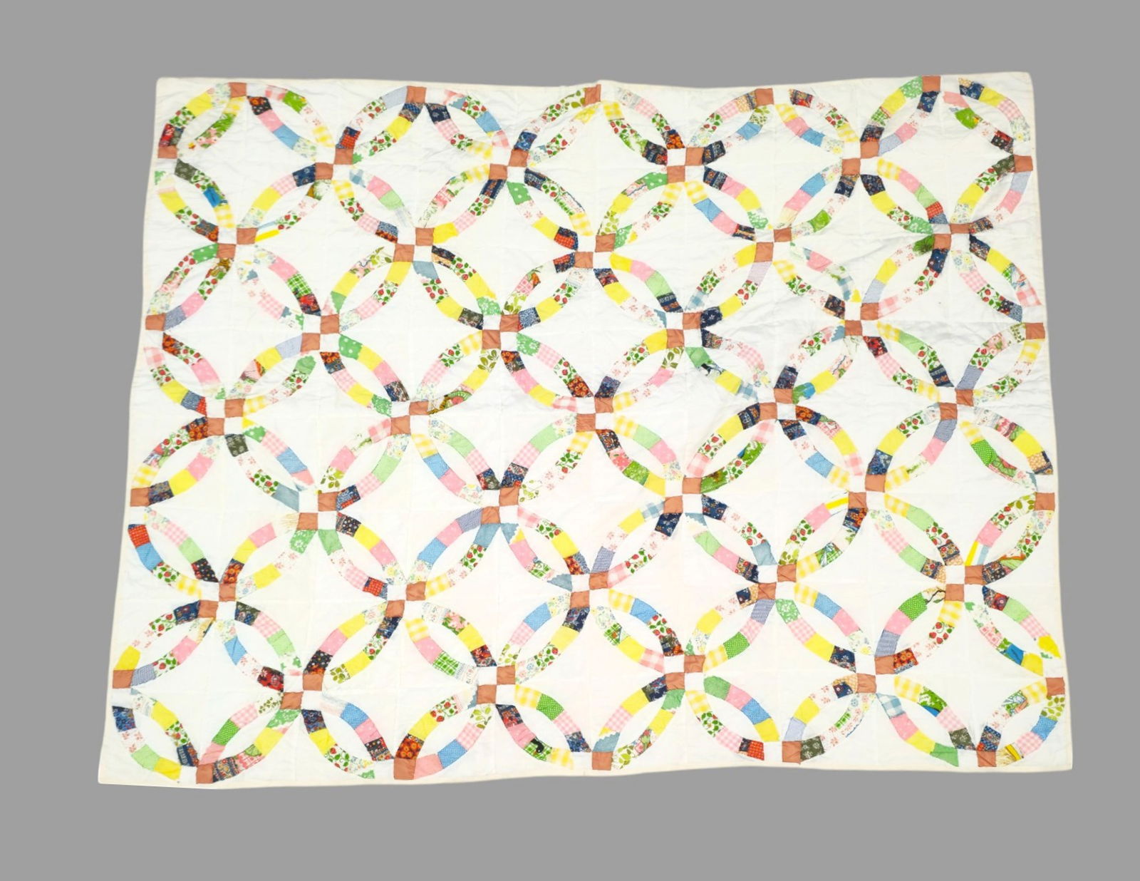 Wedding Ring Quilt: Wedding Ring Quilt, Standard/ Queen, 1970.