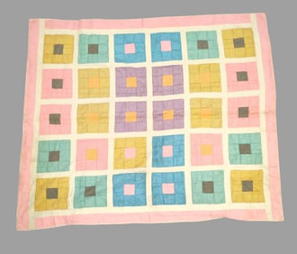 Multicolored Patchwork Hand Sewn Quilt