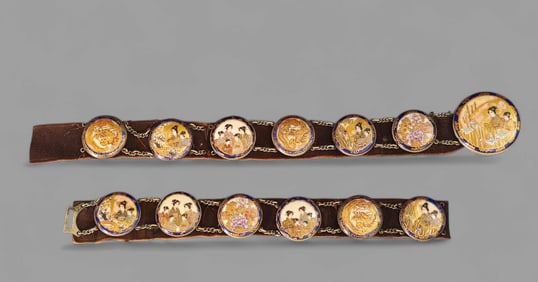 19th Century Japanese Royal Satsuma & Silver Ladies Belt