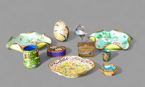 Assembled Cloisonne Grouping