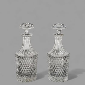 Diamond Cut Decanters with Mushroom Stoppers
