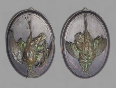 Paul Comolera (1818-1897) (France) Bronze Game Bird Plaques