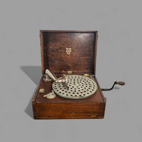 Rare Academy Oak Travelling Record Player
