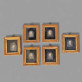 High Relief Sculptures of Bust in Shadow Box Frame