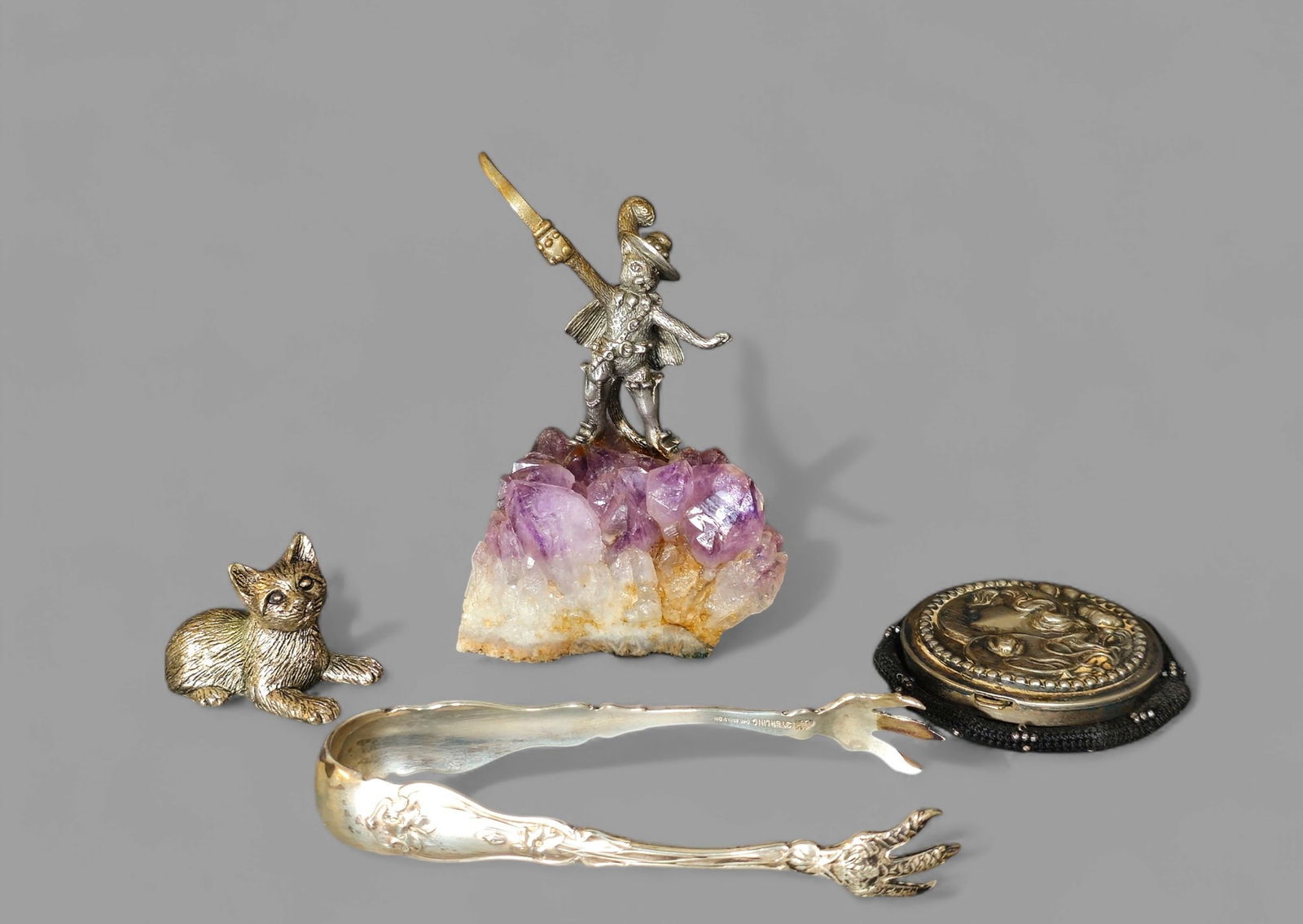 Assembled Sterling Silver & Silver Cat Grouping (1 of 16)