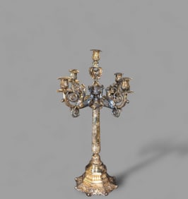 Outstanding Continental Silver Seahorse Five Branch Candelabra