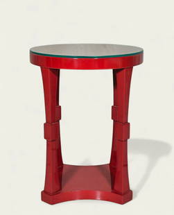 Tommi Parzinger (Attribution) Occasional Table, Model #10614: Tommi Parzinger (Attribution) Occasional Table, Model #10614, Parzinger originals, USA, 1950's. Lacquered mahogany. 14dia x 18 3/8h