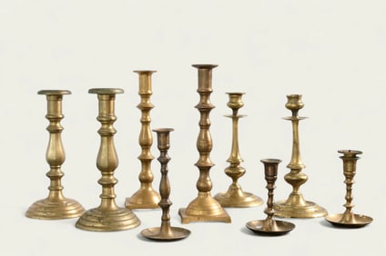 Assembled 19th & 20th Century Brass Candlesticks