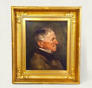 19th Century Portrait of Gentleman Signed GG Peabody