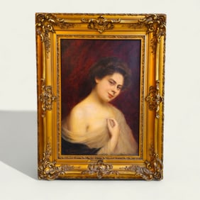 Giuseppe Zanazio (1855-1924)(Italy) Oil Venetian Beauty