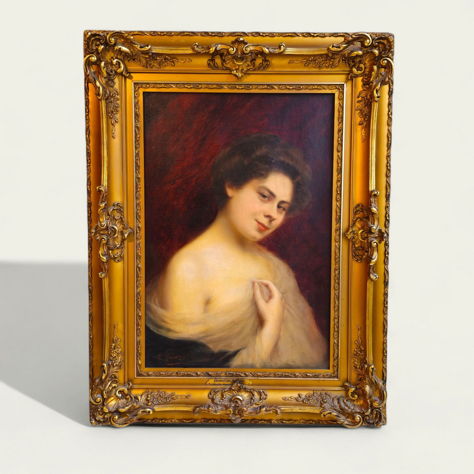 Giuseppe Zanazio (1855-1924)(Italy) Oil Venetian Beauty (1 of 17)