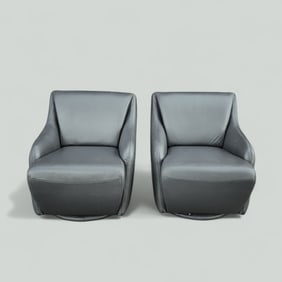 W. Schillig Nikki Leather Swivel Lounge Chairs