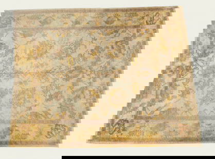 Mid Century Modern Leaf Area Rug: MCM rug. Weeping willow leaf design, 1970. 7' 8" x 9' 4"