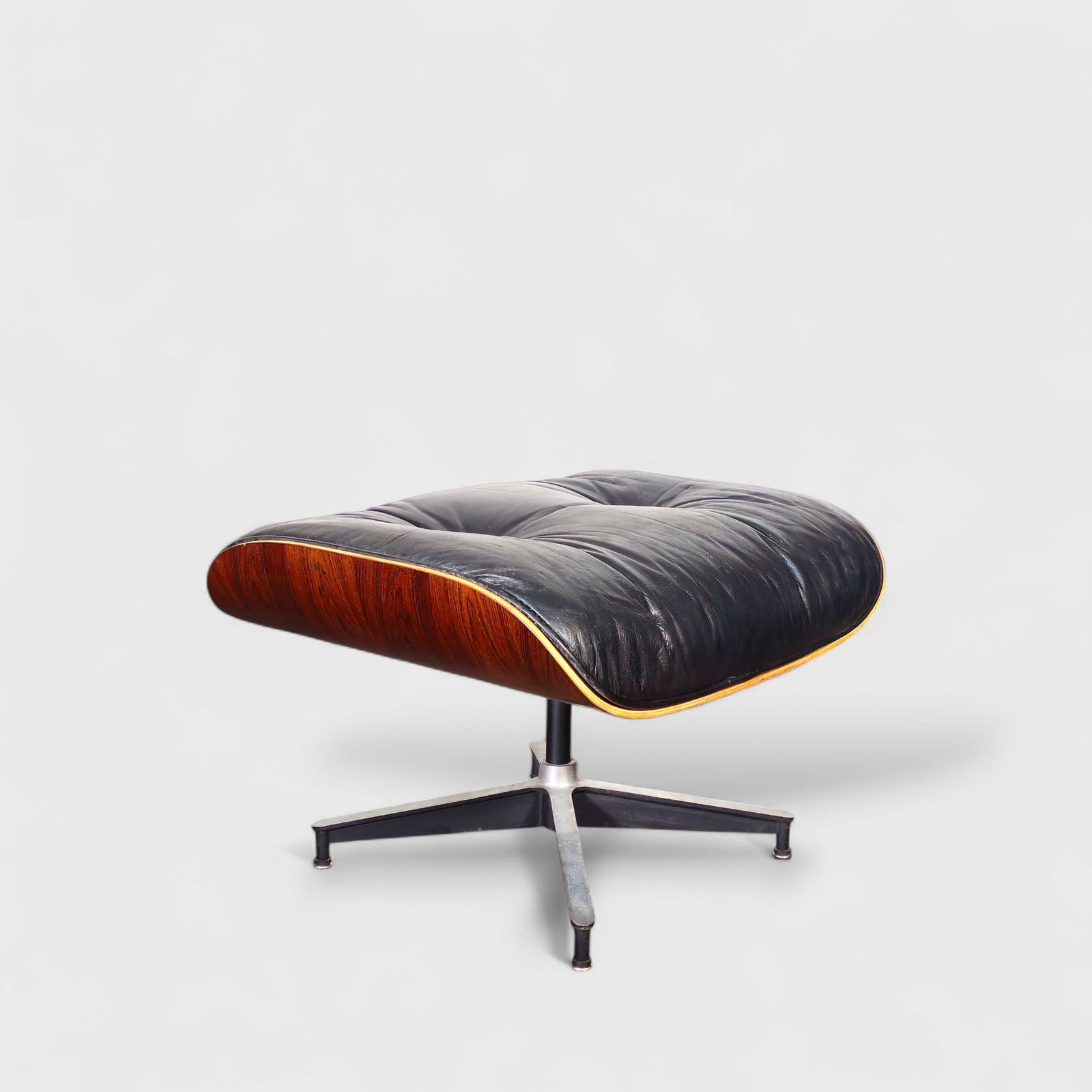 Charles & Ray Eames 671 Ottoman: Charles & Ray Eames 671 Ottoman, Herman Miller, USA, 1960's. Rosewood, leather, brushed and enameled aluminum. 25 1/2w x 22d x 17 1/2h