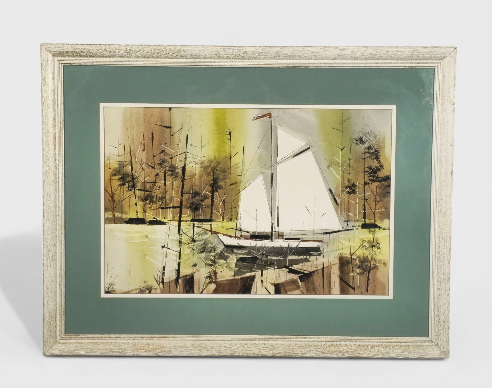 Ray Loos (191-1996) (Cincinnati) Watercolor "Windjammer Passing": Watercolor on paper, "Windjammer Passing" signed lower left. Professionally framed and matted. Titled to verso. Sight- 13 1/2 x 20 1/4 Frame- 22 1/4 x 29
