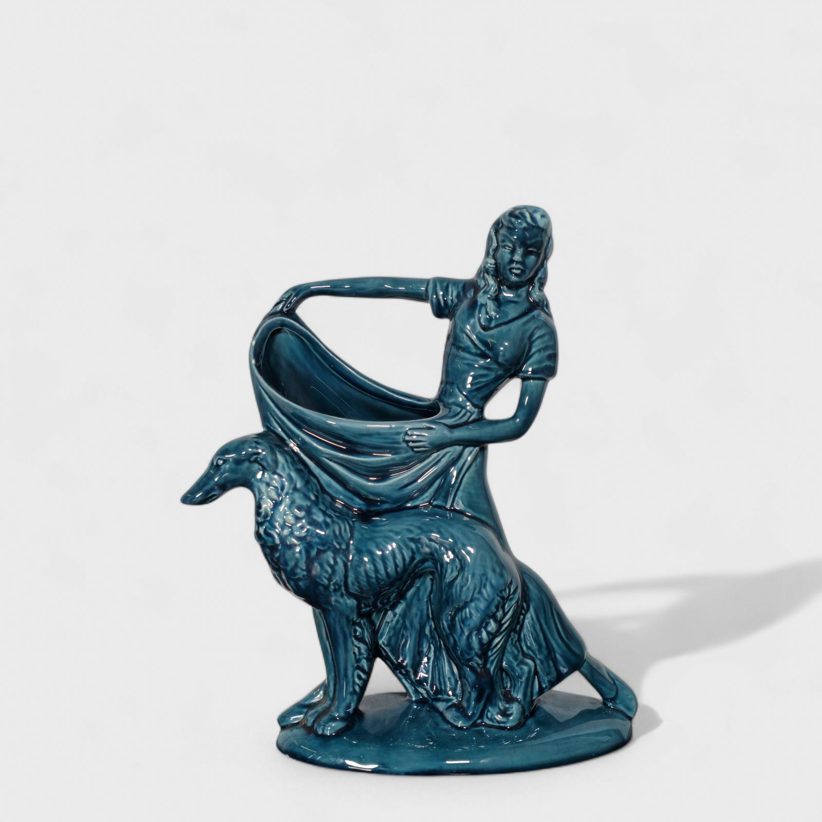 Haeger MCM Lady & Dog Glazed Pottery Planter (1 of 8)