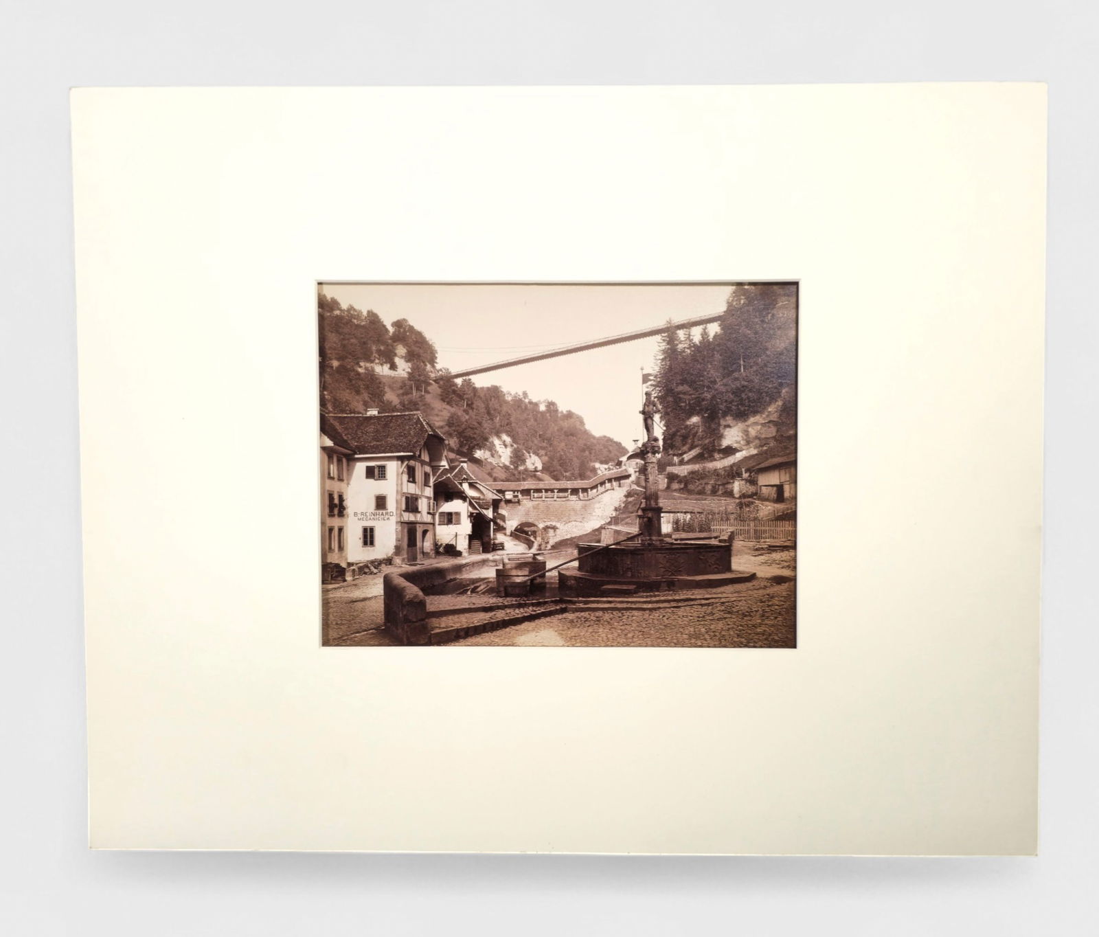 Giorgio Sommer (1834-1914) (Italy) Photograph "Freiburg, Switzerland, Pont de Gotteron": Giorgio Sommer (1834-1914) (Italy) Photograph "Freiburg, Switzerland, Pont de Gotteron", stamped lower right. #12734 Freiburg. Purchased from the Cincinnati Art Museum. Sheet size- 11 x 13 3/4 Photogr