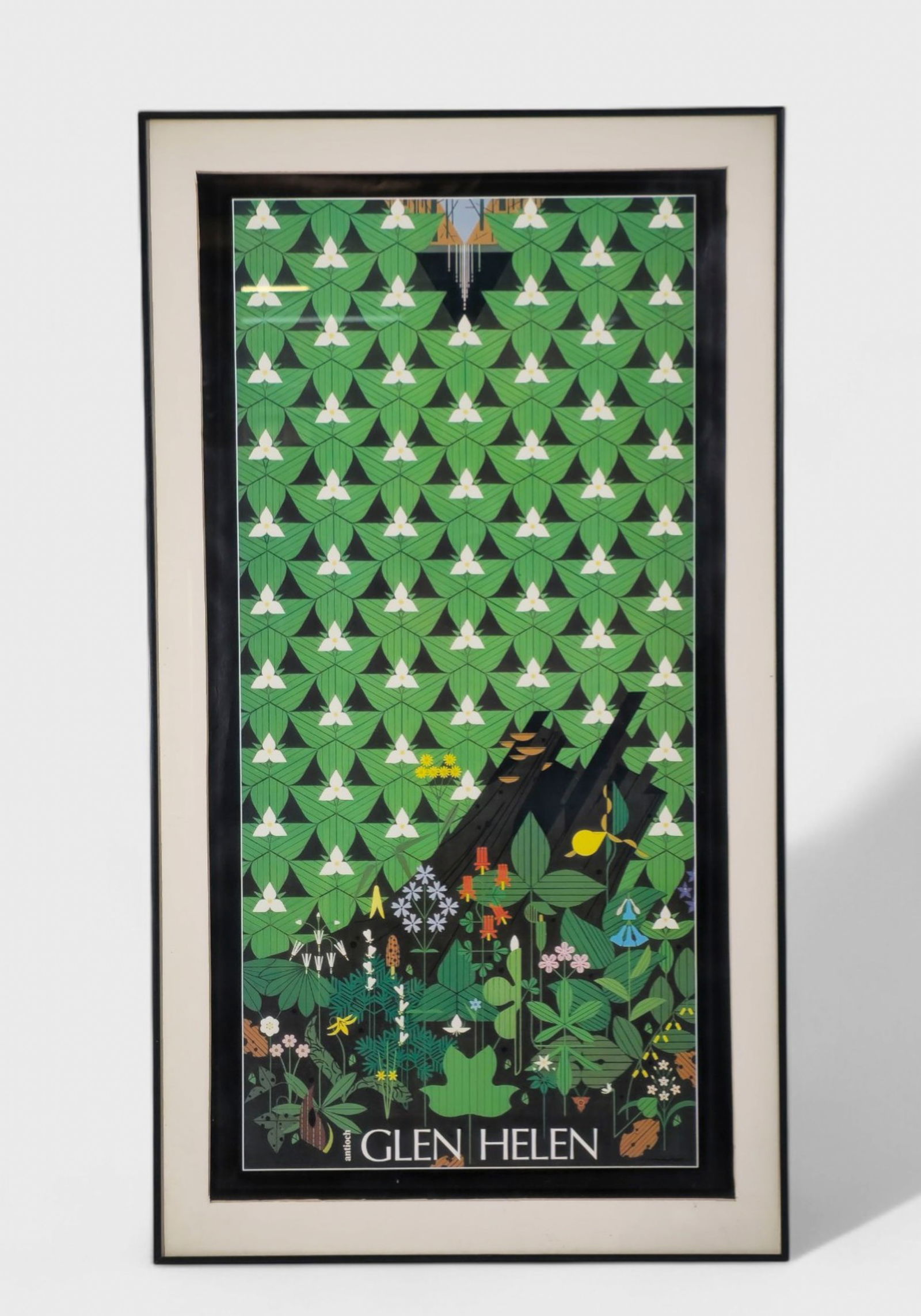 Charley Harper Poster For Glen Helen "Antioch": Original Glen Helen "Antioch" Poster. Signed in the plate lower right. Image size- 34 x 17 3/8 Frame- 38 1/4 x 21 1/4