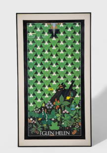 Charley Harper Poster For Glen Helen "Antioch": Original Glen Helen "Antioch" Poster. Signed in the plate lower right. Image size- 34 x 17 3/8 Frame- 38 1/4 x 21 1/4