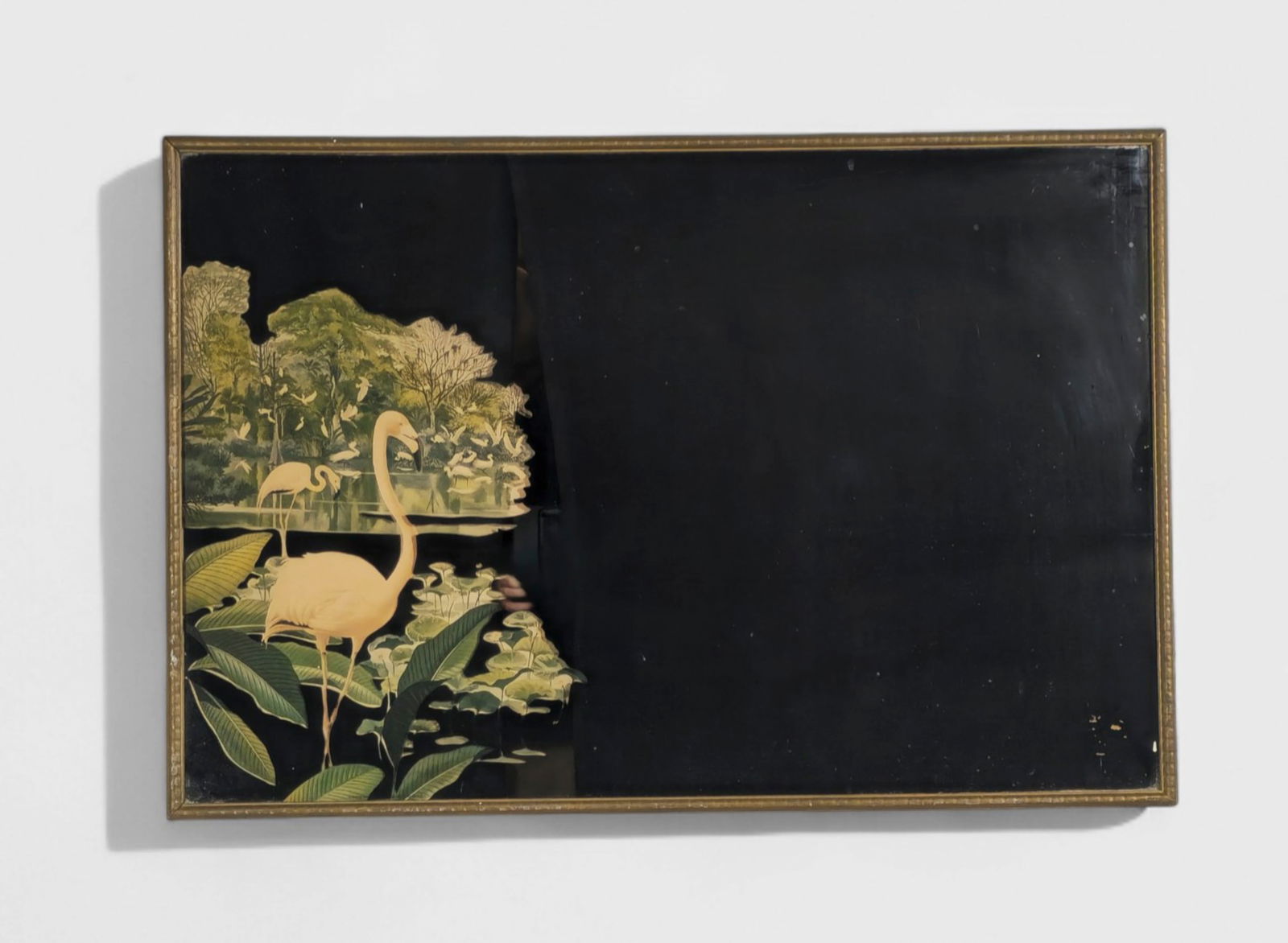 MCM Pink Flamingo Art Deco Style R. Stern Litho Mirror (1 of 8)