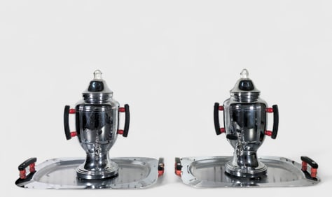 Omer A. Menard Art Deco Trays & Coffee Urns