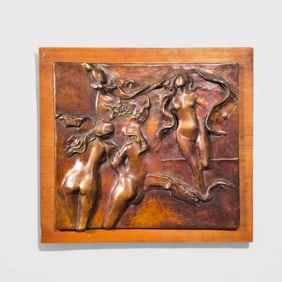 Bronze Relief Plaque Signed J.C.