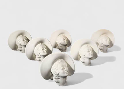 MCM Haeger Head Planter/ Wall Pockets: MCM Haeger Head Planter/ Wall Pockets, set of (6), USA, 1960's. 9w x 4 1/2d x 9 1/8h
