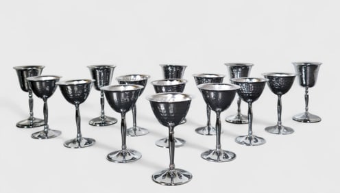 Art Deco Chrome Plated Stainless Steel Martini Glasses