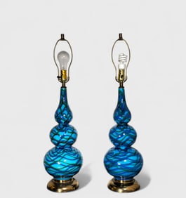 MCM Glazed Pottery Table Lamps
