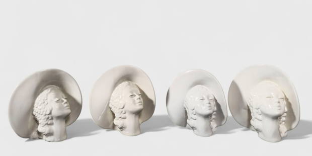 MCM Haeger Head Planter/ Wall Pockets: MCM Haeger Head Planter/ Wall Pockets, set of (4), USA, 1960's. 9w x 4 1/2d x 9 1/8h