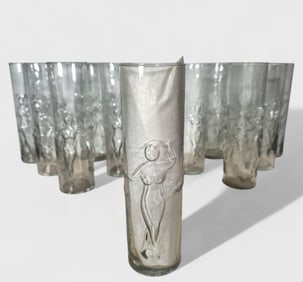 MCM Libbey La Femme Nude Dancing Highball Glasses