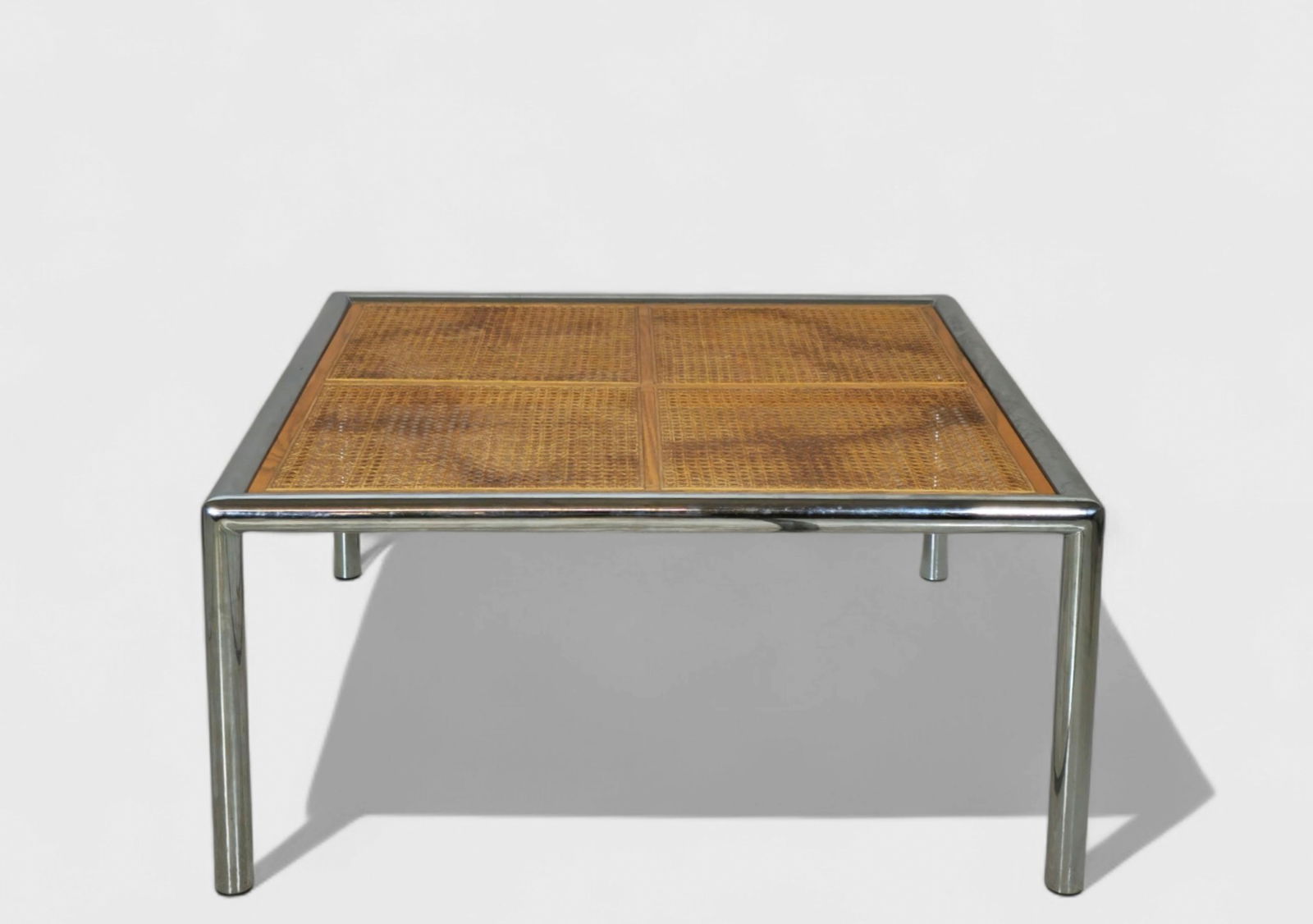 MCM Chrome & Cane Coffee Table (1 of 10)