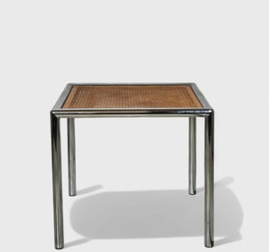 MCM Chrome & Cane Occasional Table