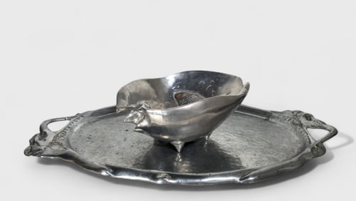 MCM Aluminum Mermaid Tray & Arthur Court Shell Bowl