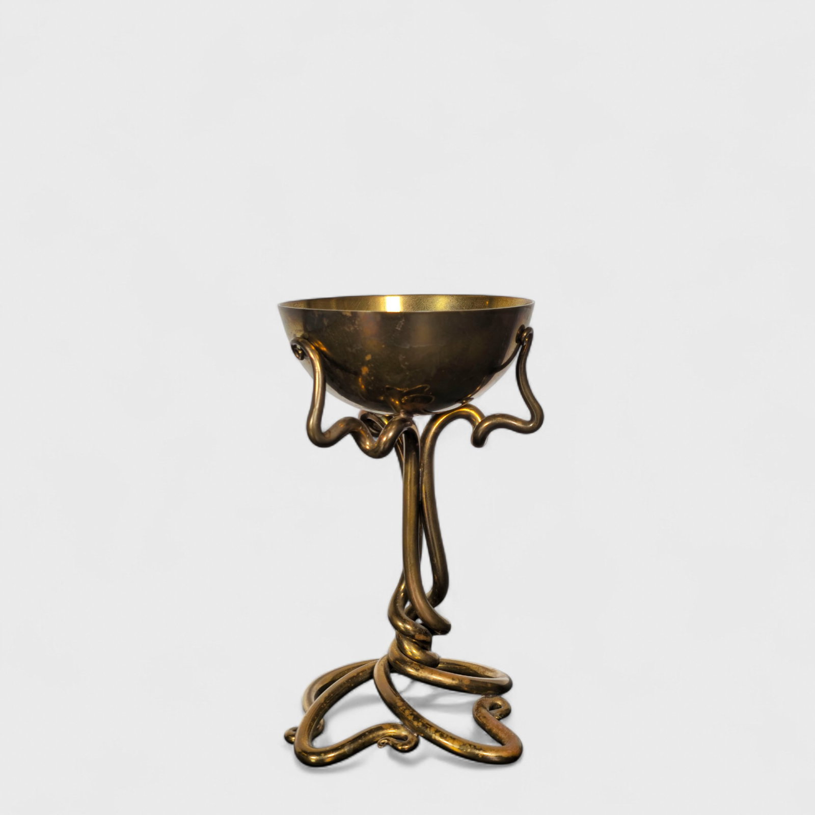 Modernist Whimsical Sculptured Brass Chalice: Modernist Whimsical Sculptured Brass Chalice, USA, late 1990's sculptured brass. 4w x 3 3/4d x 6 3/8h