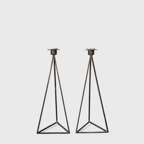 Modernist Linear Triangular Candlesticks