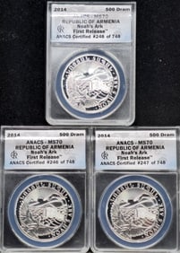 2014 Republic of Armenia 1 oz. Silver 500 Dram First Release MS 70 ANACS
