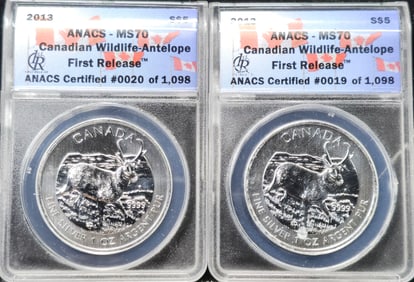 2013 Canadian Wildlife Antelope 1 oz. Silver First Release MS 70 ANACS