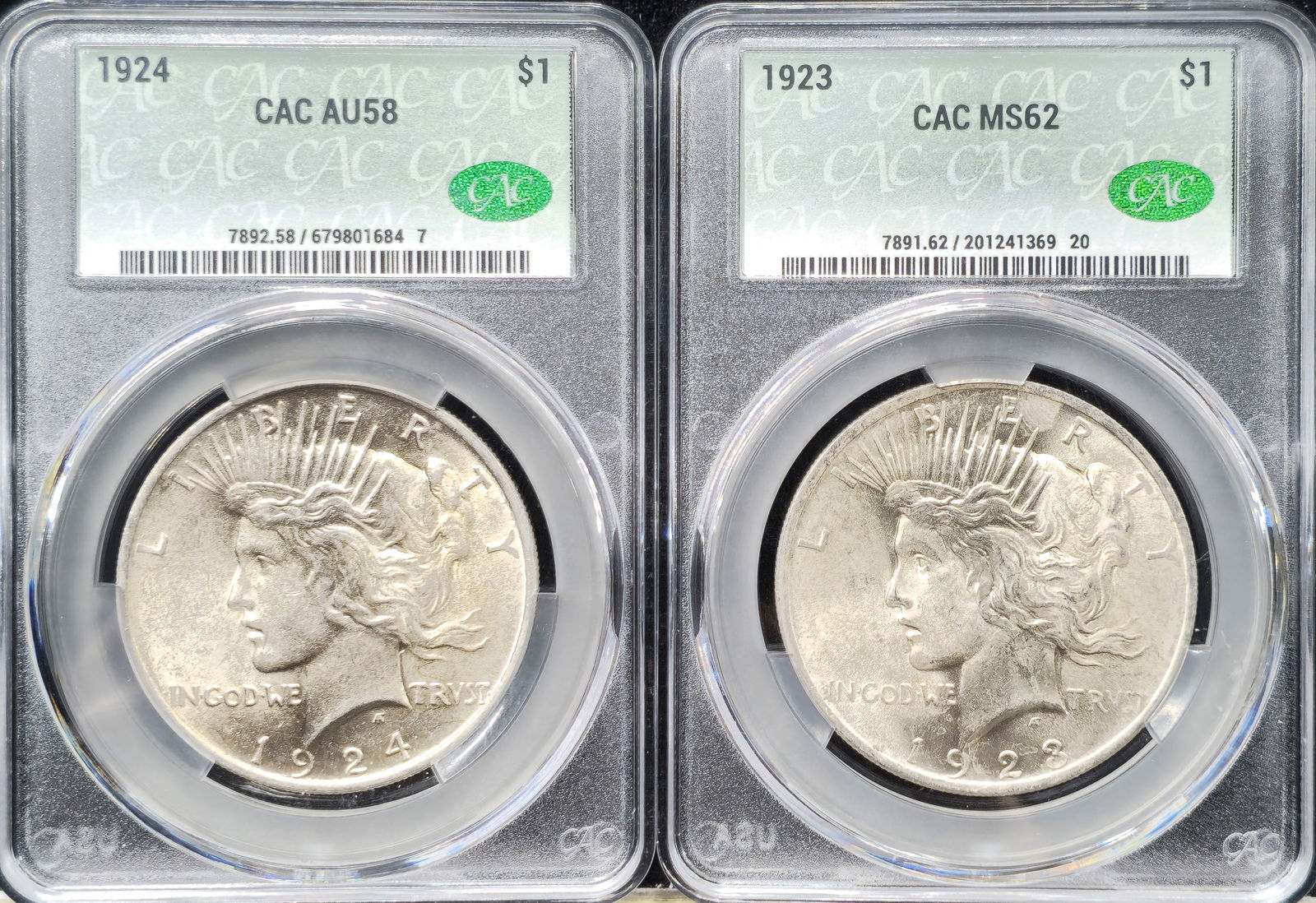 1923 & 1924 Peace Dollars CAC (1 of 7)