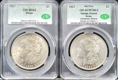 1921 Morgan Silver Dollars CAC
