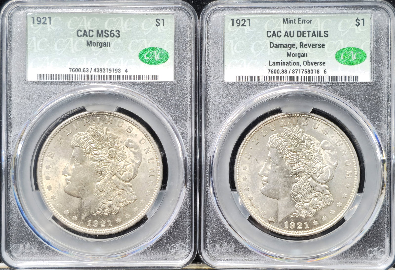 1921 Morgan Dollars CAC (1 of 7)