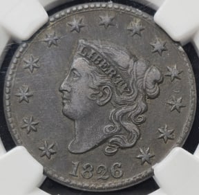 1826 Matron Head Large Cent XF Details NGS