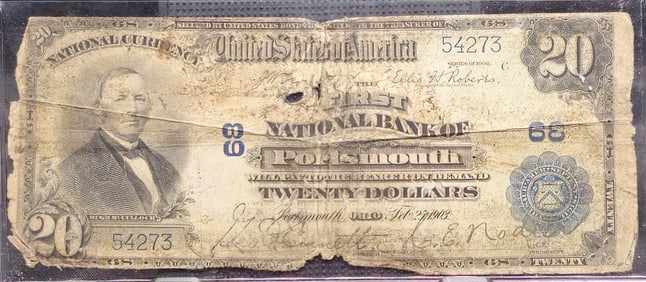 1902 $20 First National Bank Note Portsmouth Ohio